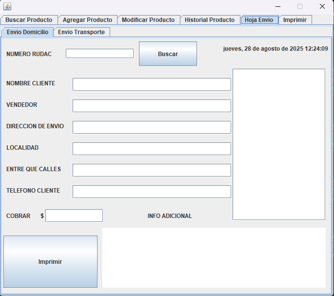 Hoja de envio a domicilio