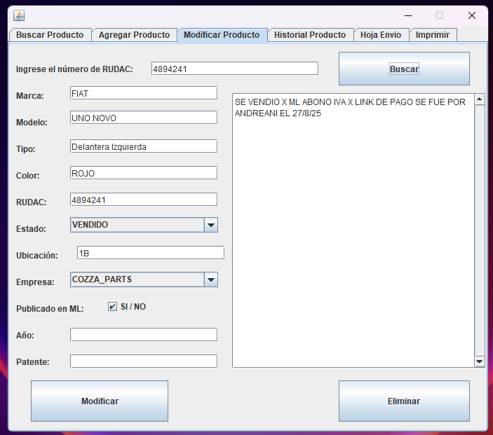 SistemaStock: aplicacion de escritorio Java para gestion de stock